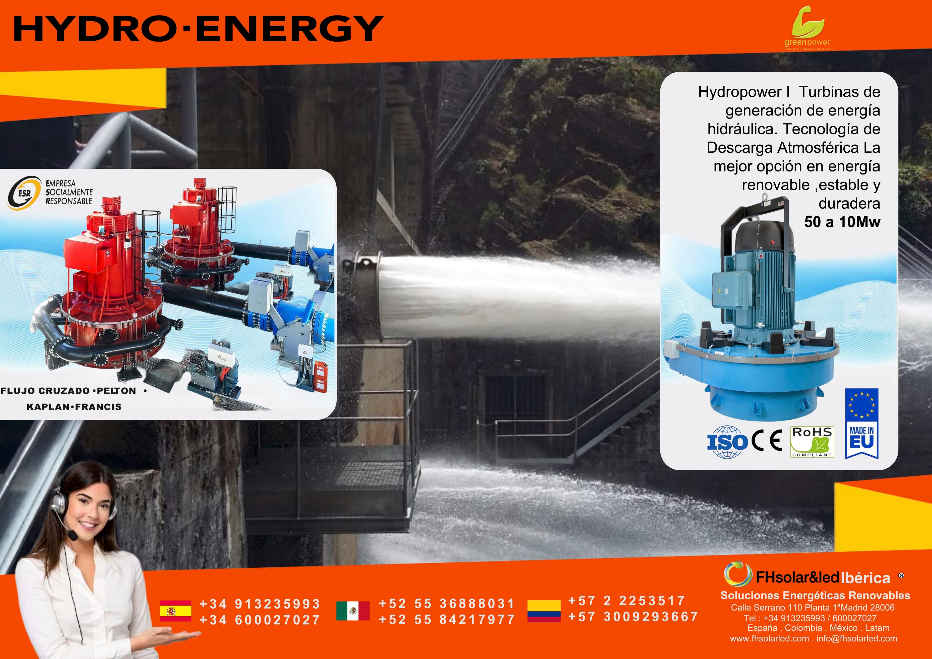 TURBINAS DE GENERACIÓN DE ENERGÍA HIDRÁULICA O MINICENTRALES HIDRÁULICAS DE GENERACIÓN DE ENERGÍA